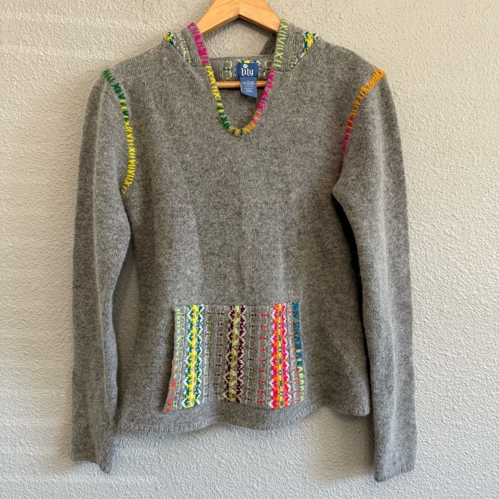 Lilu Hoodie Size Large Angora Wool‎ Lambs wool Blend EUC